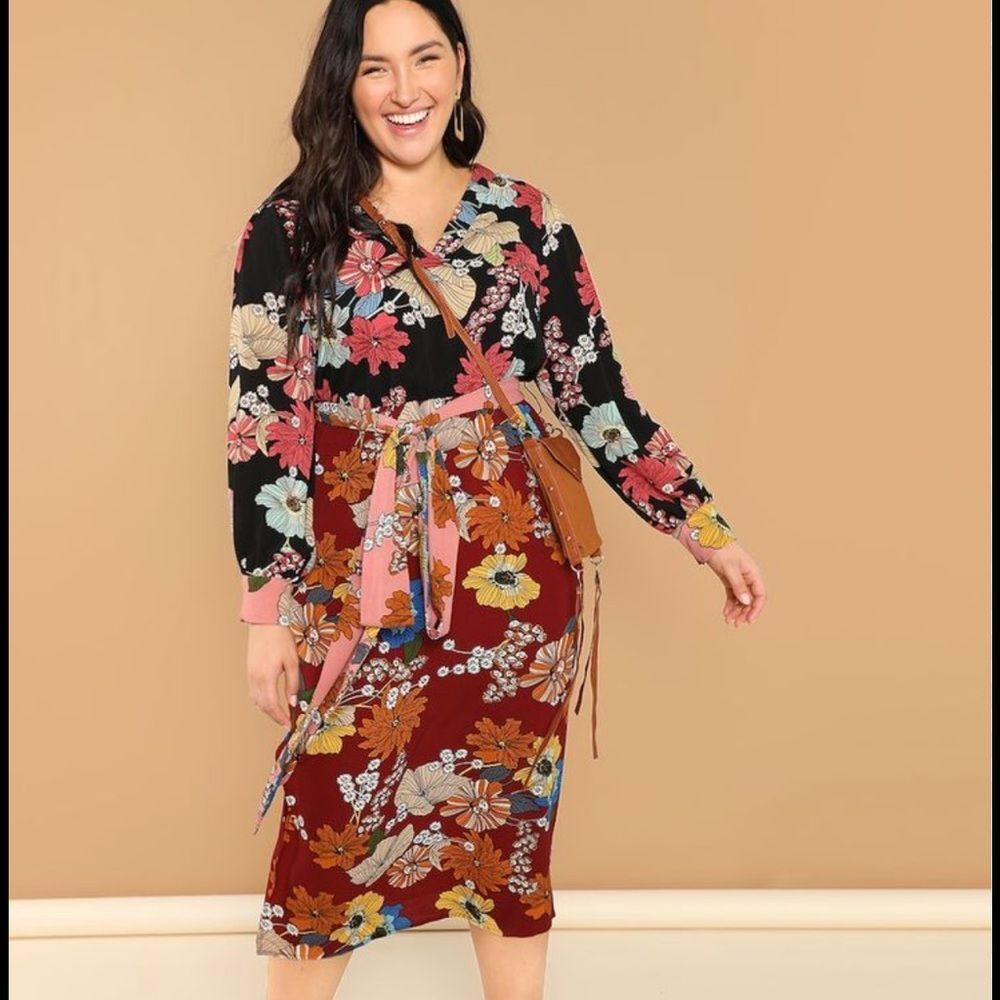 Shein Plus Size Long Floral Dress Size 3XL
